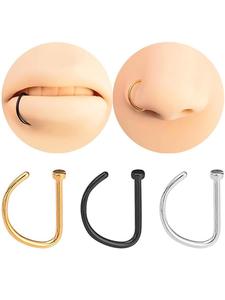 Aro falso para piercing de nariz, Clip para nariz sin piercing, Joyas corporales estilo punk para mujeres y hombres, Joyería moderna, versátil y exquisita para regalo de cumpleaños