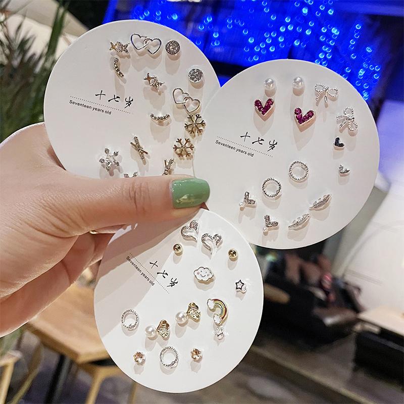 Product Introduction of Bộ Bông Tai Nữ Họa Tiết Nhỏ Thời Trang Hàn Quốc, 7 Đôi, Nhiều Đôi Bông Tai Đinh tán Hình Bướm Dễ Thương Hoa Hoa Tai Women Khuyên Tai 13