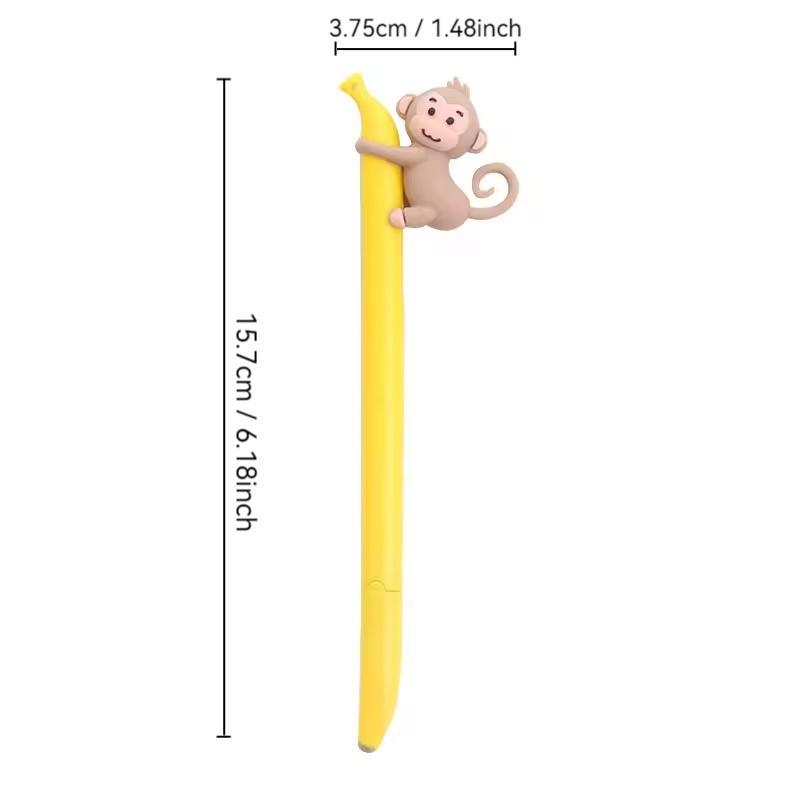 Cartoon Monkey Design Pen, 4 Counts Creative Banana Monkey Design Gel Pen, Writing Pen for Office School Student, Office Stationery & Supplies 1