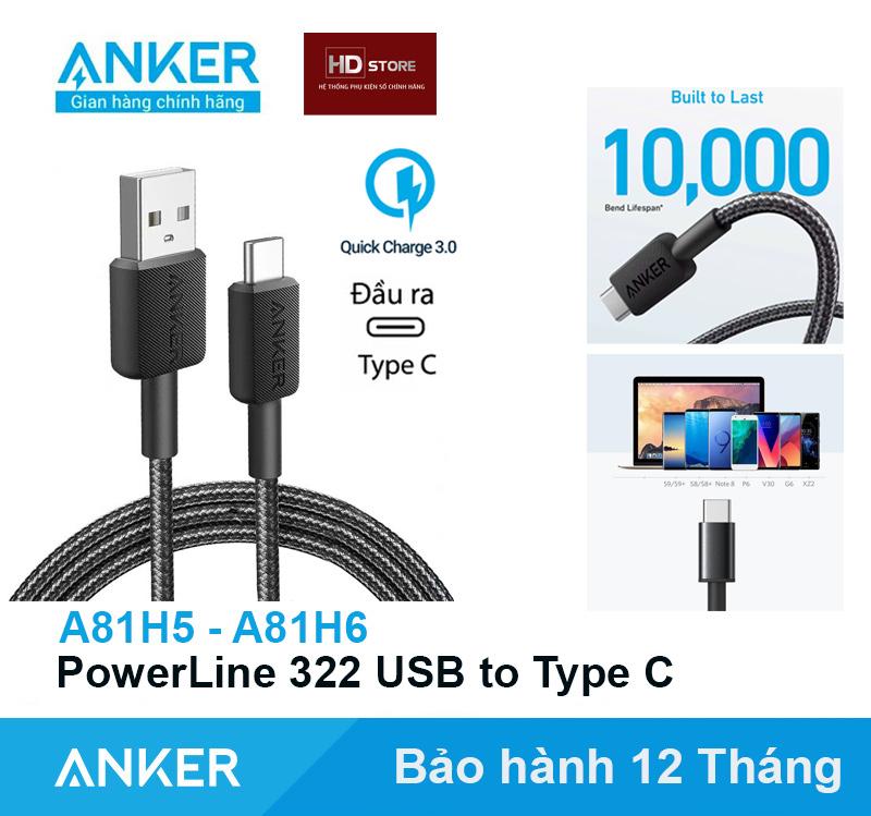Cáp sạc ANKER USB to Type C cho Iphone 15 16 Pro Max Samsung Androi sạc nhanh Quick charge bọc dù PowerLine Select - A8022 A8023 A8173 A81H5 A81H6 HD Store