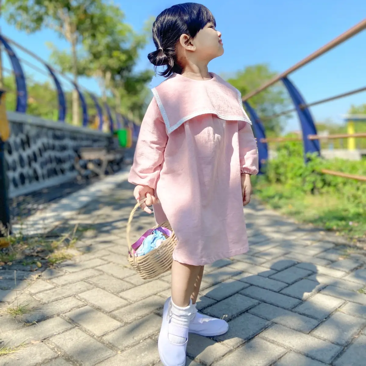 NAOMI Dress Anak Bahan Katun Linen Korean Style