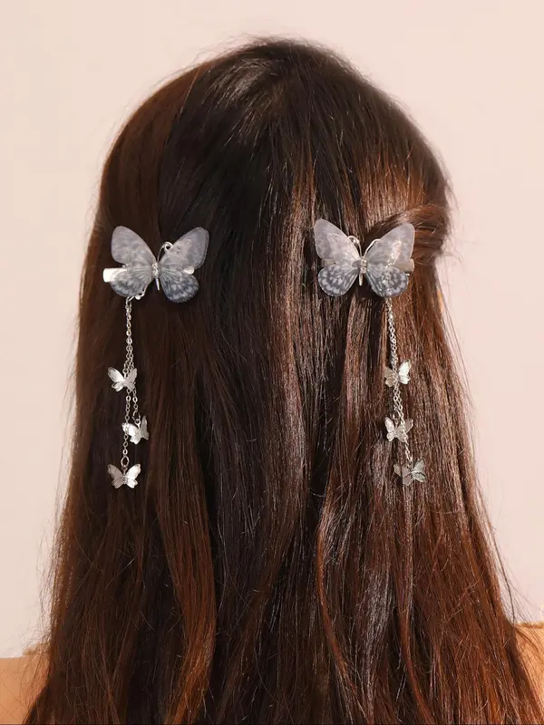 Women's Elegant Rhinestone Decorated Butterfly Design Hair Clips, Exquisite Trendy Hollow Out Butterfly Hair Clips, Fashionable Hair Accessories for Daily & Party Decoration 6