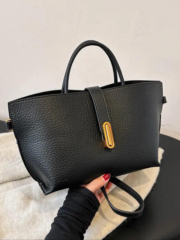 Women's Elegant Solid Color Handbag, Fashionable Crossbody Bag for Daily Used, Casual Trendy Versatile High-quality Daily Commuting Bag Textured Handbag 1
