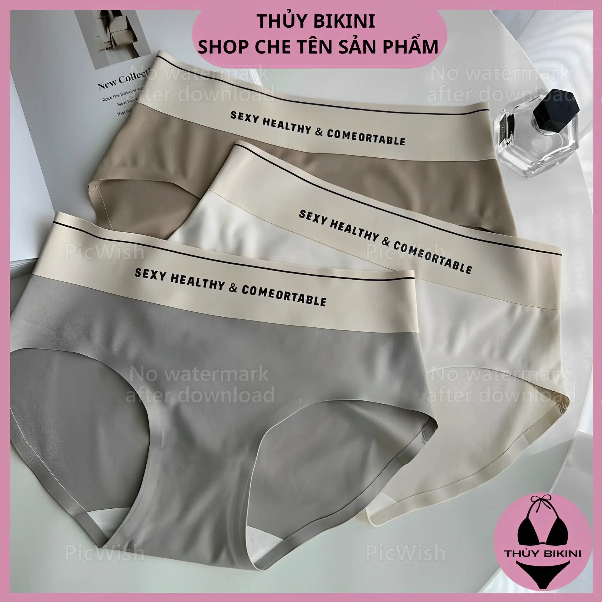 Quần Lót Lụa su Lạnh Không Đường May In Chữ Thời Trang Q0203 Nữ - THỦY BIKINI