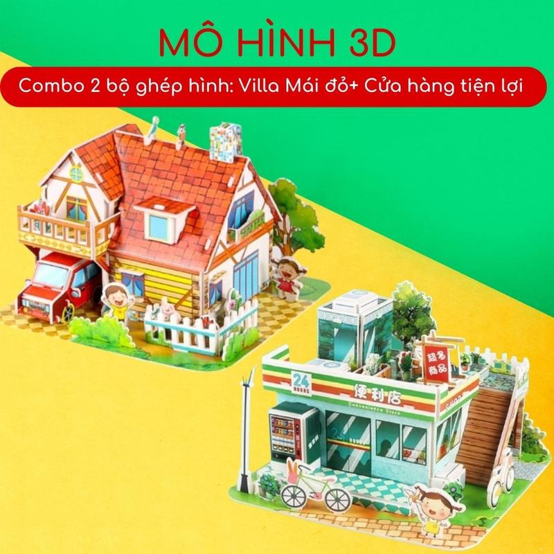 Product Introduction of Combo 2 mô hình Villa Mái dỏ + TIỆN LỢI 3D bằng xốp PE tự lắp ghép cho bé Bộ Lắp Ráp Toy Tháo Lắp Đồ Chơi 23