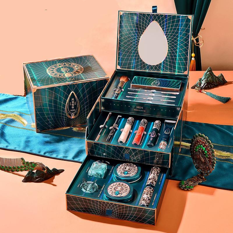 Bộ trang điểm đầy đủ 18 món HIH, hộp 3 tầng, tặng kèm túi đựng đẹp