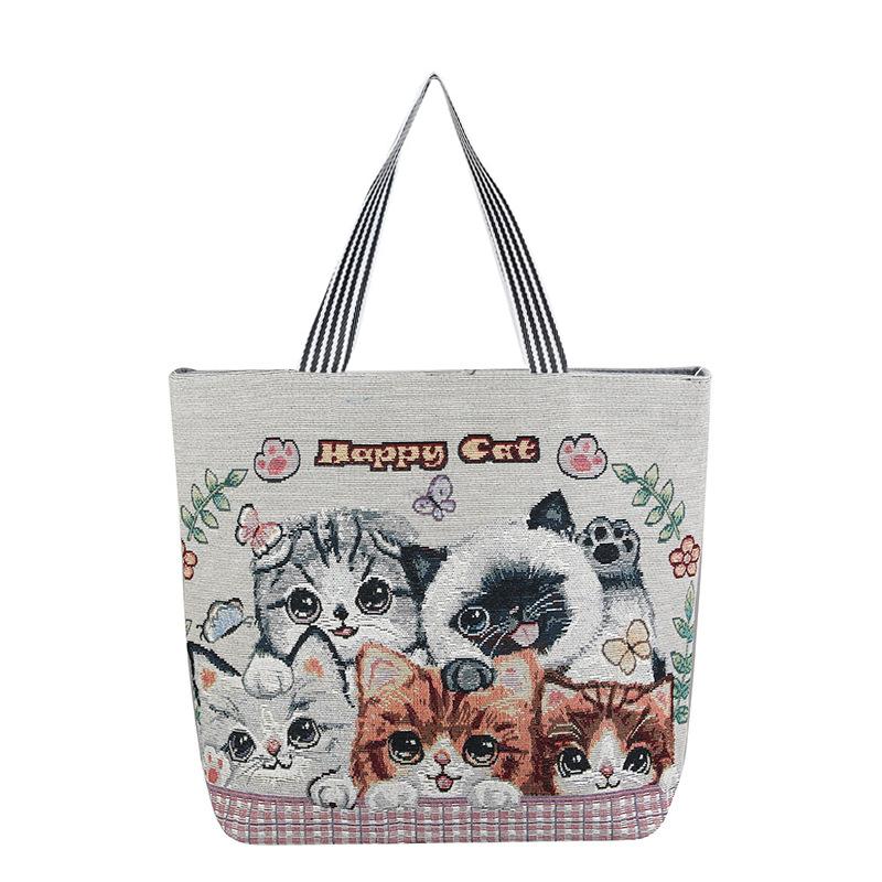 Túi vải tote thêu thổ cẩm có khóa kéo cỡ lớn đựng đồ đi làm đi học size 45cm 2