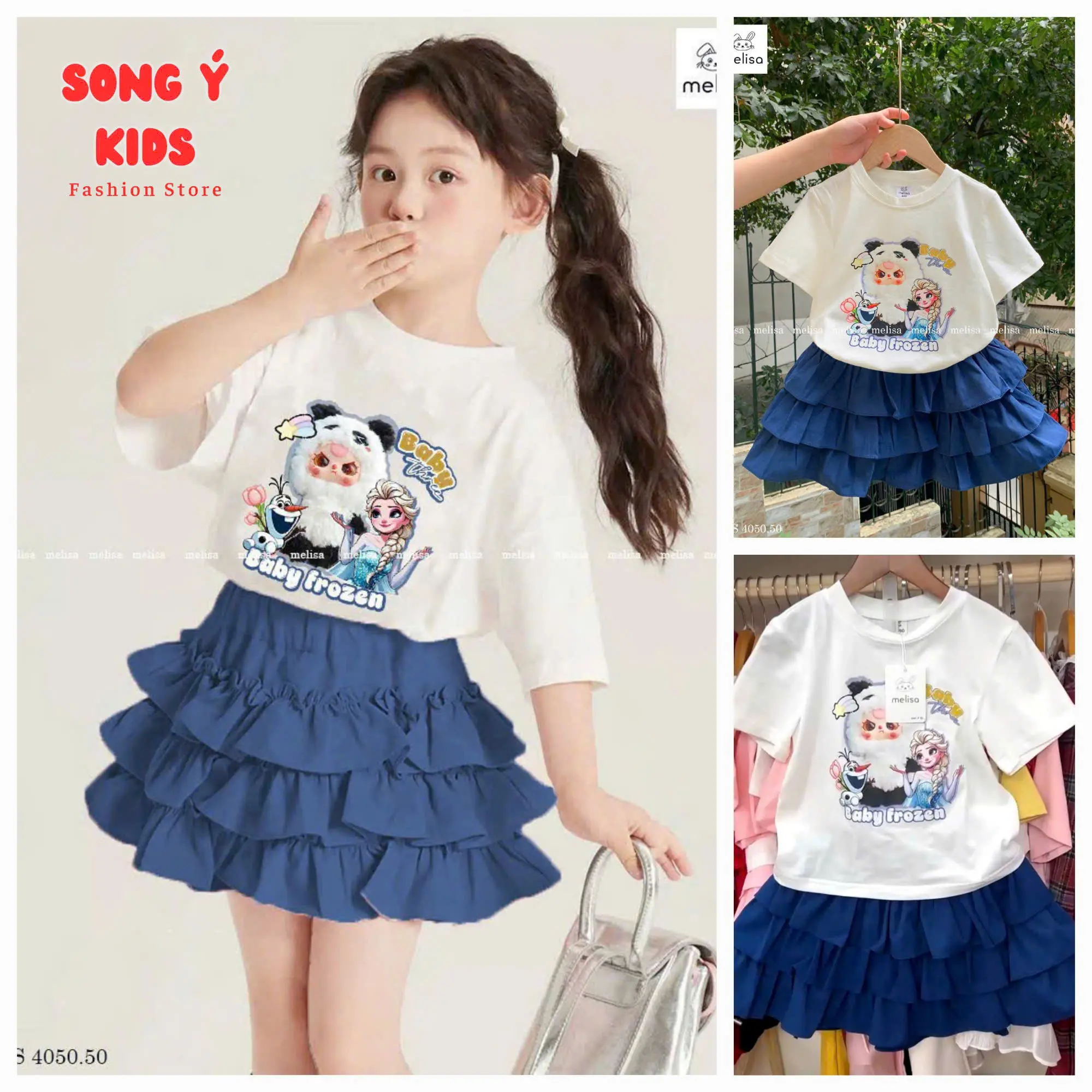 Set váy "Baby Three" phối trắng xanh dành xinh xinh{ Melisa }