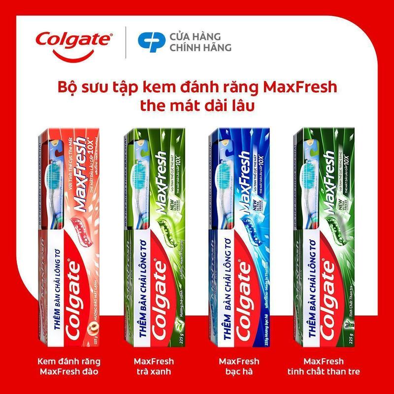 Tặng bàn chải đánh răng lông mềm Bộ sưu tập đủ 4 vị kem đánh răng Colgate Maxfresh 225g tuýp