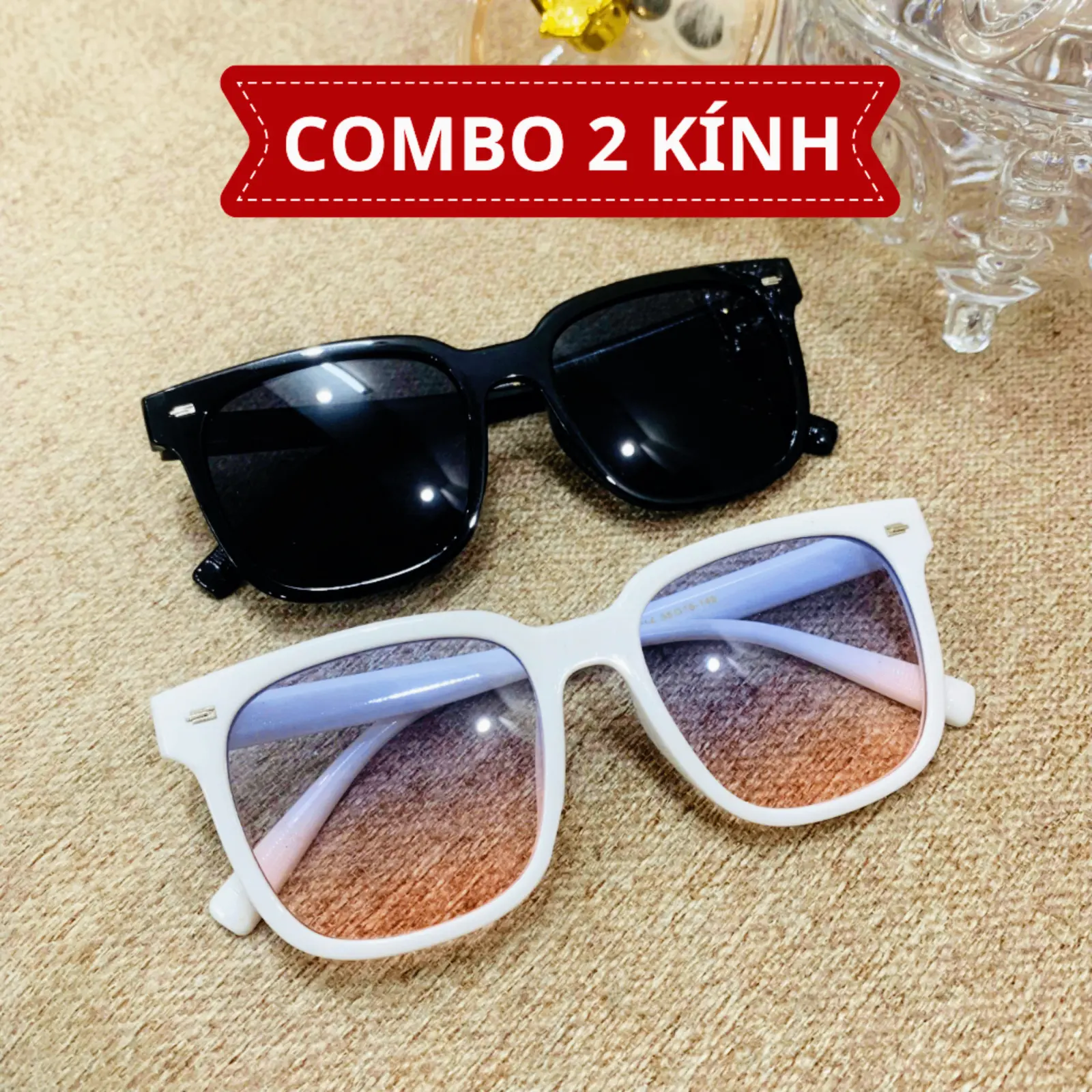 Combo 2 Kính mát nữ kiểu dáng Hàn Quốc D16 chống tia UV400, kính mát thời trang 2025 thiết kế đơn giản, nhiều kiểu dáng