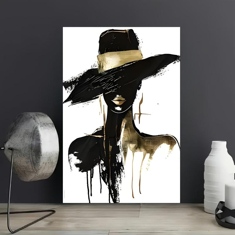 Product Introduction of Modern Minimalist Black & Golden Female Portrait Canvas Print - Frameless Wall Art for Living Room, Bedroom, Office, Dining Area - Waterproof, Unique Creative Decor, Perfect Gift Idea, Perfect for Room Decor 2