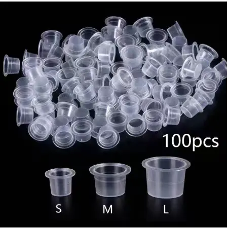 100PCS Tattoo Ink Caps Makeup Pigment Ink Cups for Tattoo Ink Medium Size S M L