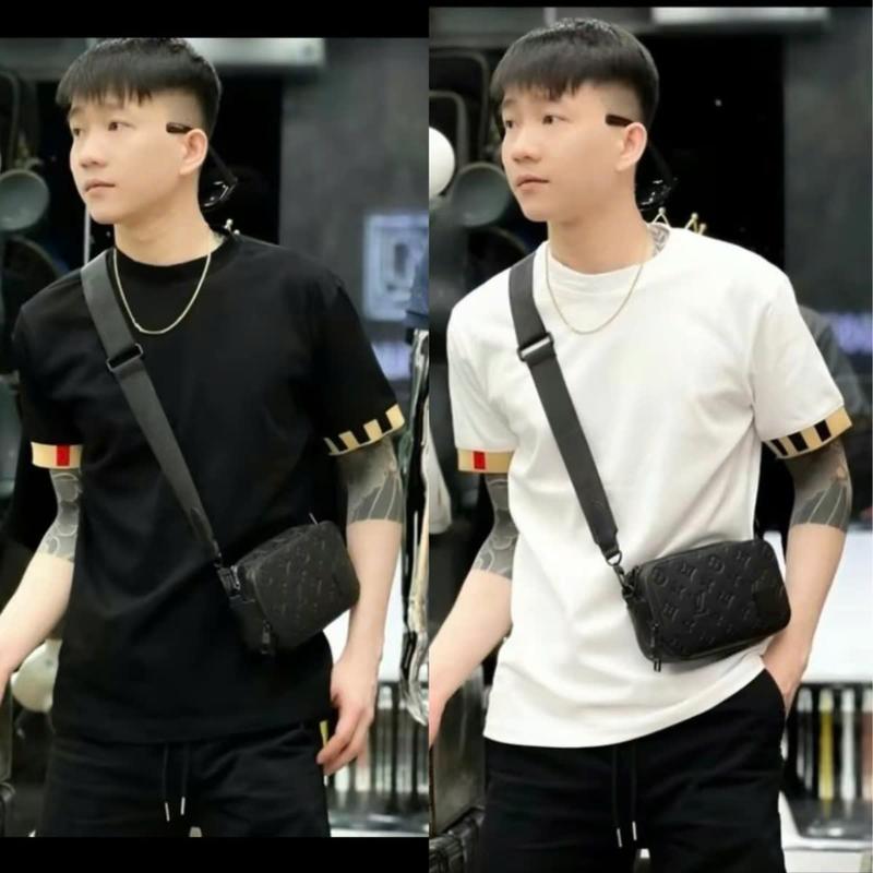 Áo thun nam nữ tạo kiểu phối viền thiết kế trẻ trung, chất vải cotton thoáng mát 0