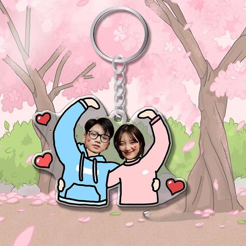 Hàng giao nhanh Móc khóa quà lưu niệm in hình chibi cute cặp đôi theo yêu cầu chất liệu mica Móc Khoá Sen Women Voi Hoa Sen Móc Chìa Khoá