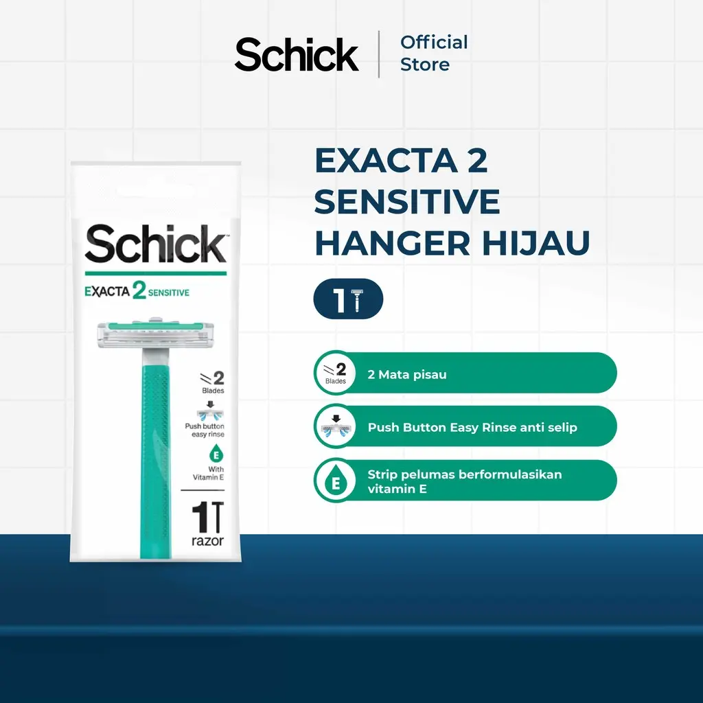 Schick Exacta 2 Sensitive Alat Cukur Pria Hanger Hijau - Isi 1