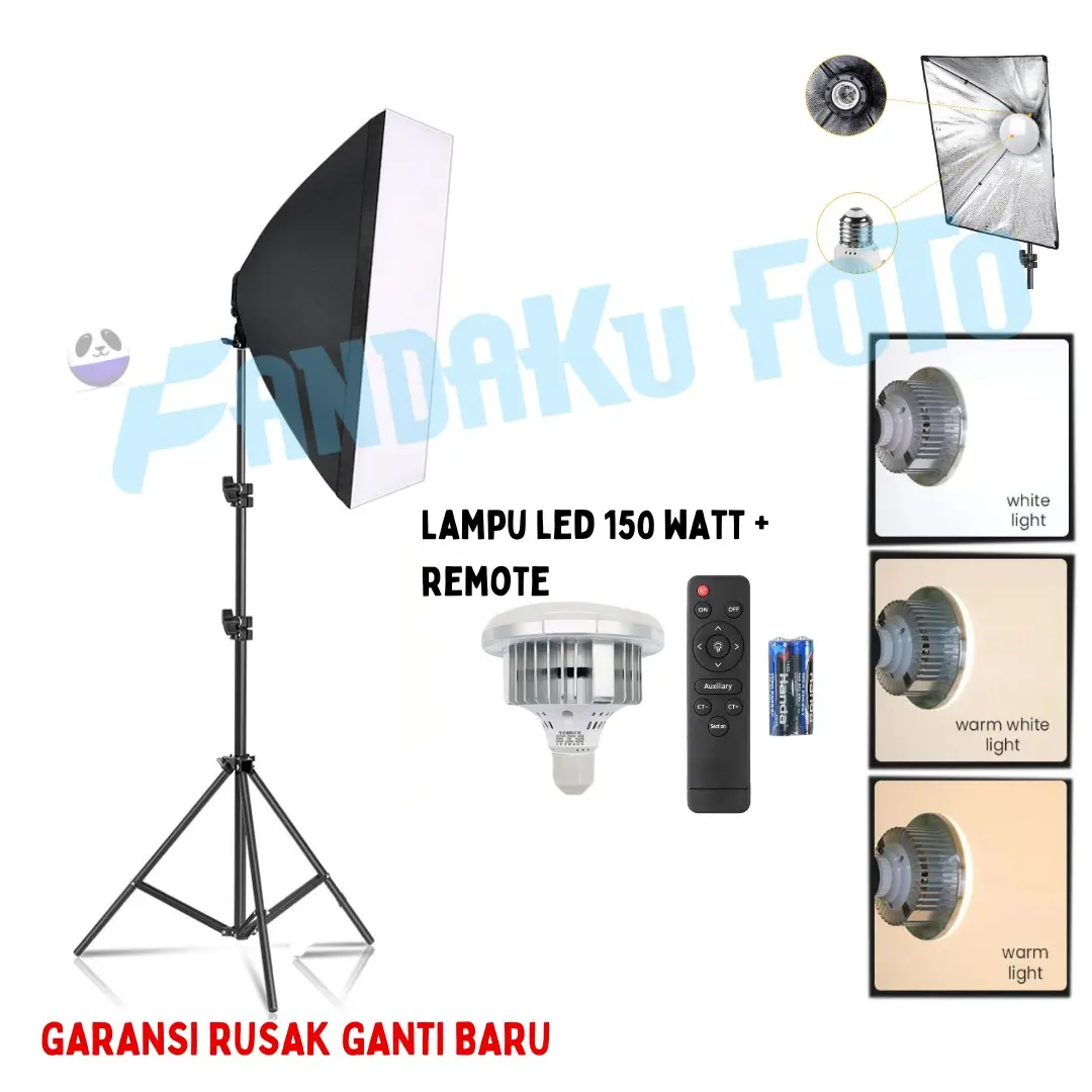 softbox lampu lighting untuk live streaming foto + lampu 5500 kelvin