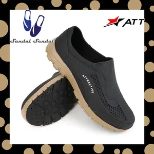 Sepatu Pantofel Pria ATT ABX 969 Hitam Sepatu Karet Lokal Slip On Anti Air Pria