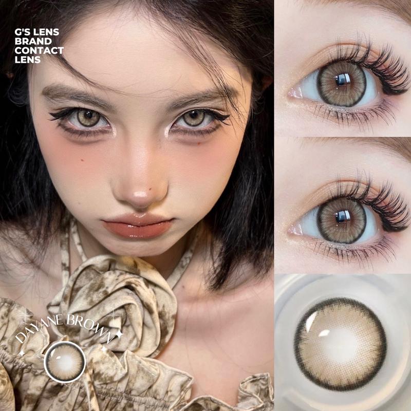 Lens Mắt Kính Áp Tròng Xám Tây Vân Xước DAYANE BROWN Giãn Ít Size S 14.2mm 0 Đến 7 Độ Cận (LENS NỘI ĐỊA TRUNG)