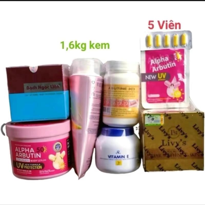 [7 Món] Compo Kem Trộn Bạch ngọc Liên 1kg6 kem hổ trợ làm trắng da Body