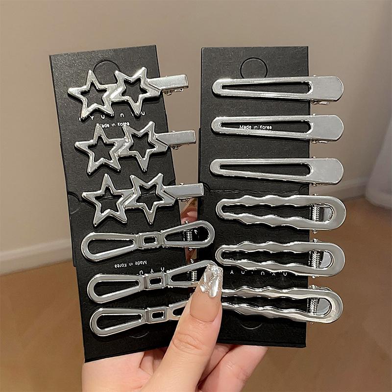 Kẹp Tóc Mái, Kim Loại Màu Bạc Kẹp Chữ Rỗng Và Gãy, Kẹp Bên XINGX Women Nữ 1