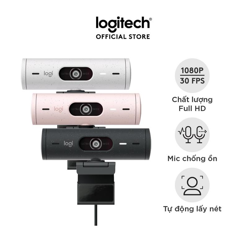 Webcam Logitech Full HD Brio 500 - Chỉnh ánh sáng, lấy khung hình, Mic kép giảm ồn