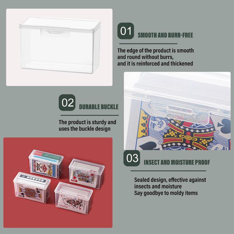 Product Introduction of Transparent Card Box, 1 Count Poker Card Storage Box, Desktop Card Organizer, Office Stationery & Supplies, Desk Organizer for Home Office 6