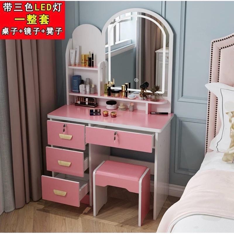 Bàn trang điểm phong cách hiện đại có đèn LED (kèm ghế nơ )hàng có sẵn)