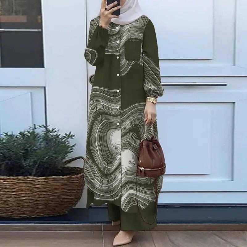 Bộ Đồ Hai Mảnh, Trang Phục Nữ Hồi Giáo, Bộ Sưu Tập Mùa Xuân Và Mùa Thu, Hàng Mới Về, Áo Sơ Mi Dài Tay, Bộ Quần Dài, Dành Cho Nữ 7