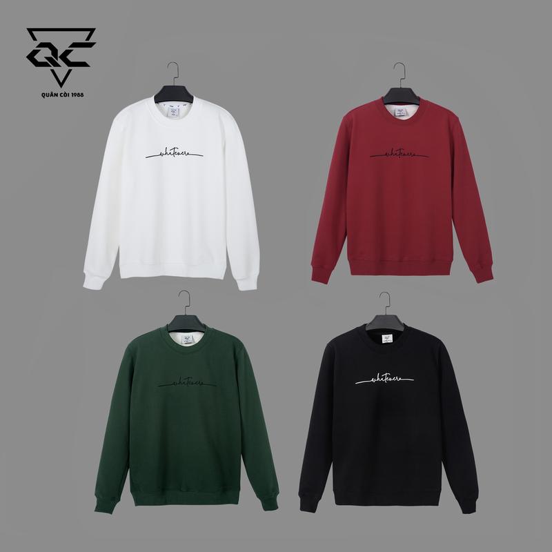  Áo sweaters  chất Ni  HAI DA  LÓT ..TRƠN  ,họa tiết thêu ,Quân còi 1988 Nam nữ ,mã AT-270 to & cao hoodies & sweaters polo Menswear Sọc Kem Có Cổ Dài Tay 