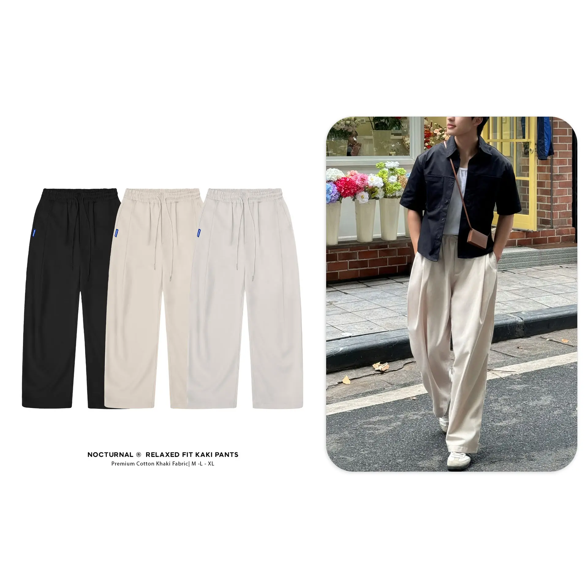 Quần Kaki Xếp Li Ống Rộng NOCTURNAL Relaxed Fit Kaki Pants Unisex Nam Nữ Local Brand