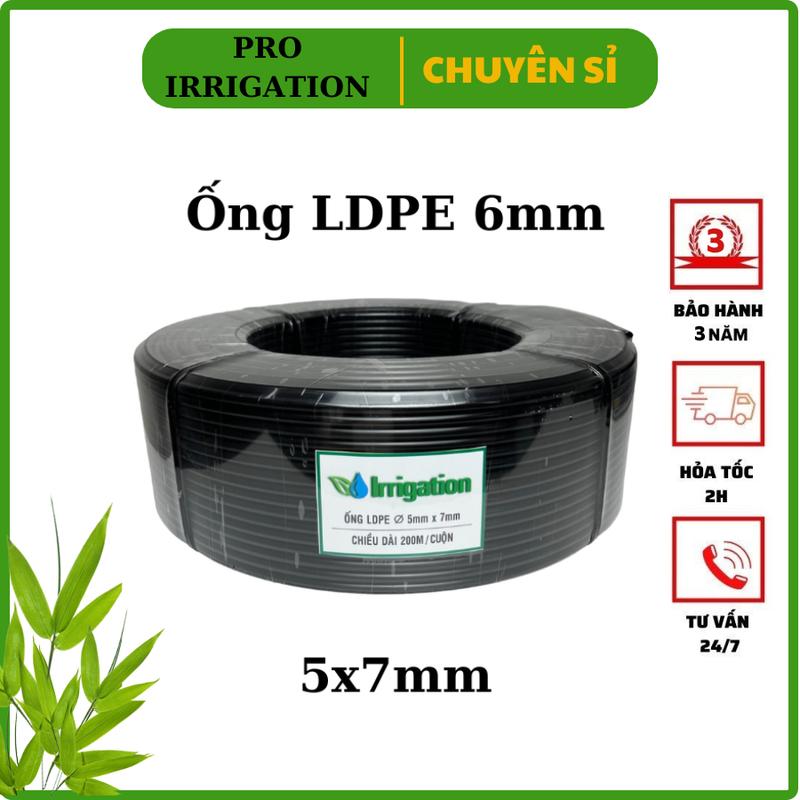 [Cuộn 200m] Ống tưới cây LDPE 6mm loại 1 cứng (5x7mm) - Dùng cho hệ thống tưới cây tự động, phun mưa,  nhỏ giọt,  tưới sầu riêng Vietnam Thông minh