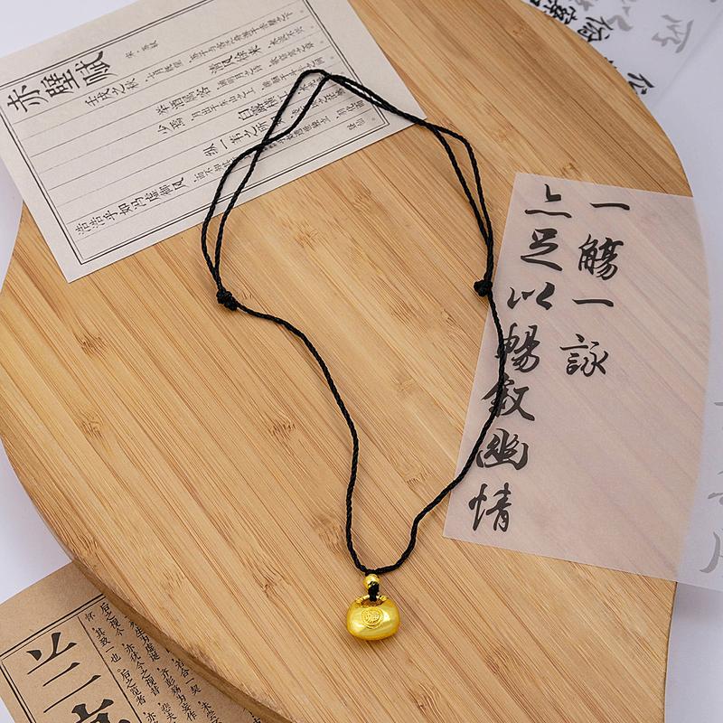 Product Introduction of Luxurious Chinese Style New Chinese Wedding Gold Fu Character Gourd Pendant Ethnic Style Premium Buddha Head Little Fat Fu Pendant Necklace 32