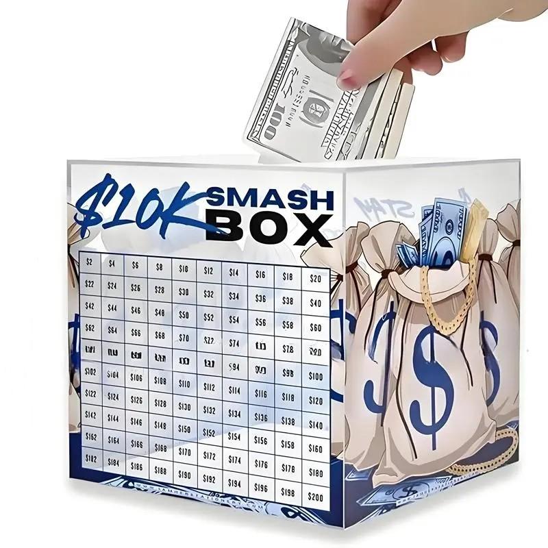 Smash Box for Money Saving Challenge, Acrylic Savings Cash Box for Cash ...