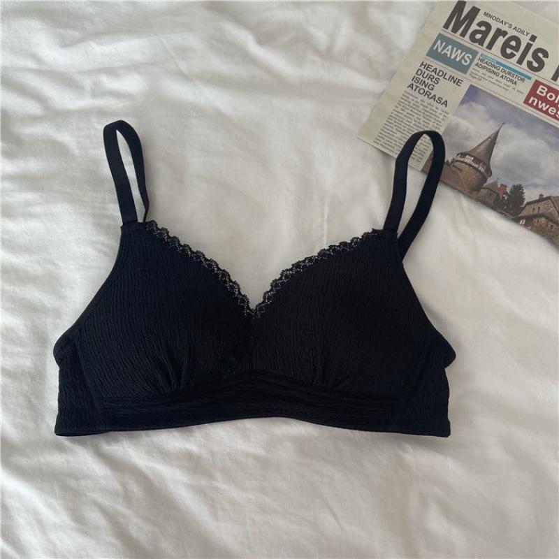 Áo lót nữ cotton không gọng viền ren BRALUNE mã 58 Women Đen 3