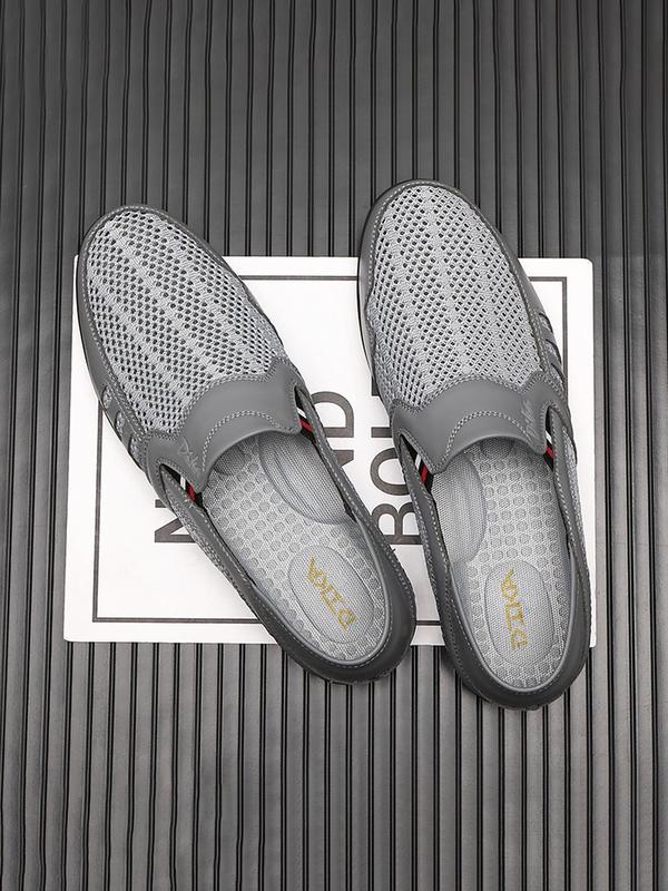 Men's Casual Hollow Out Design Slip on Flat Shoes, Fashionable Breathable Comfortable Soft Sole Shoes, All-match Commuter Shoes for Work & Daily Wear, Boy 6
