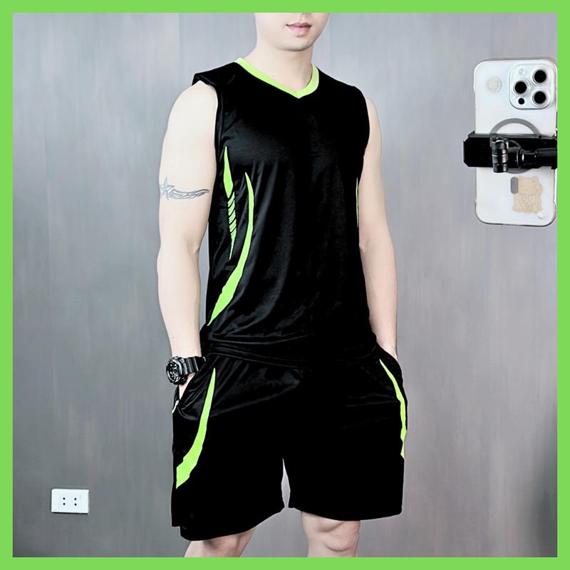 Bộ quần thể thao thun hè SIZE 33 -> 120kg in 2D BA LỖ ĐEN chất liệu thun lạnh co dãn 4 chiều thoáng mát bền đẹp không bai xù 1