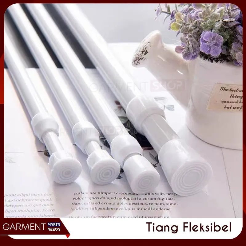 Tiang Shower Gorden Horden Jendela Gantungan Jemuran Baju Tanpa Bor Paku Besi Fleksible Rak Dinding 1