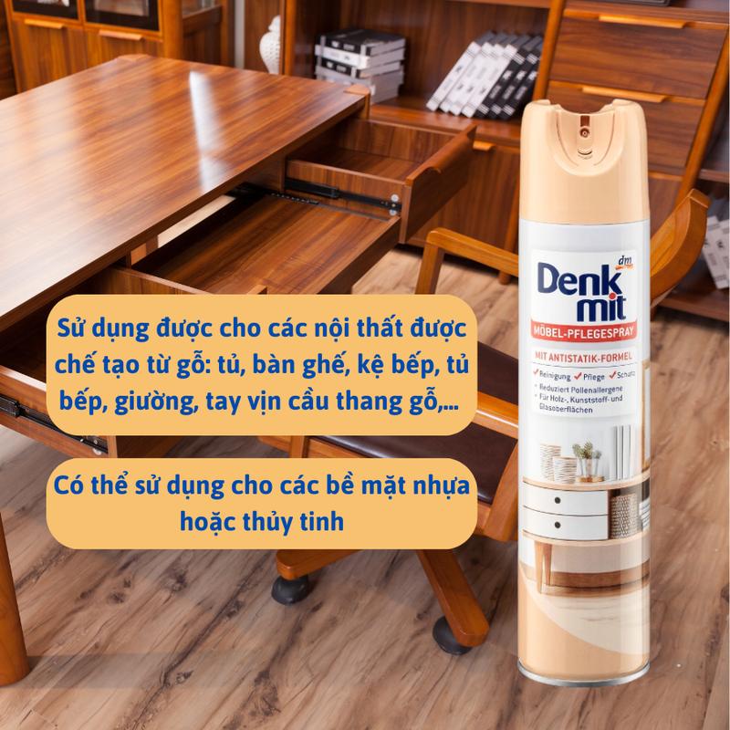 CHAI XỊT VỆ SINH NỘI THẤT GỖ DENKMIT CHAI 400ML LÀM SẠCH VÀ LÀM SÁNG BỀ MẶT GỖ, NGĂN NẤM MỐC, MỐI MỌT 2
