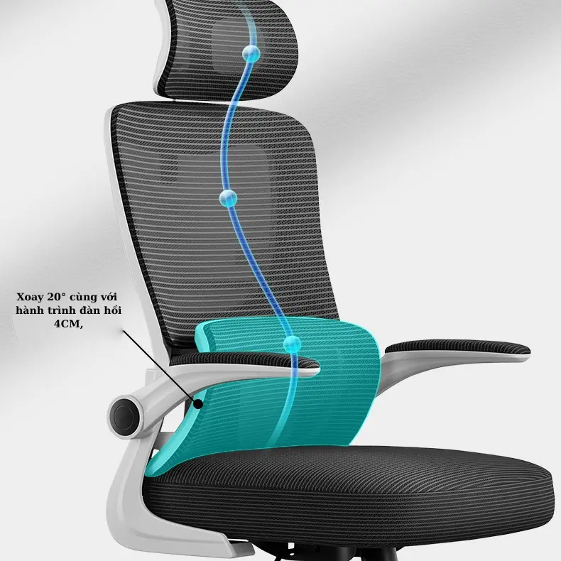 Ghế xoay Công Thái Học Nội Thất 5C GH-328 thiết kế lưng 3D hiện đại 3