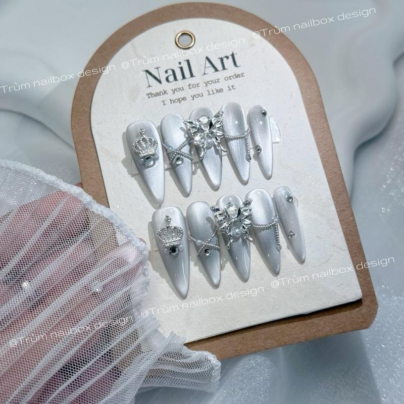 [T6]  Nailbox Thiết Kế Màu Thạch Mix Mắt Mèo Ánh Trăng Charm Cao Cấp