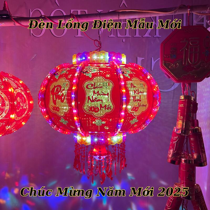 [Mẫu Mới ] Đèn Lồng Điện Xoay 360 Chữ Việt Chúc Mừng Năm Mới Treo Trang Trí tết 2025 Lấp Lánh Lung Linh