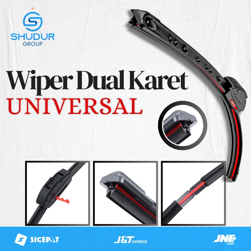 Shudur Group Wiper Mobil Double Blade 2 Lapis Karet Frameless Model Dual Blade Windshield Tanpa Rangka Besi Untuk Semua Jenis Kendaraan Mobil Kiri dan Kanan Universal Bonus 5 Produk 4