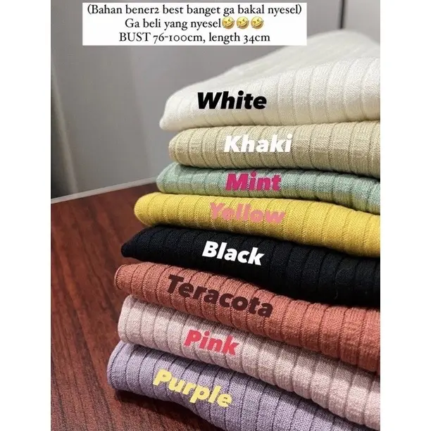 Ara Crop Top | Baju Atasan Wanita Rib Premium Karet Stretchy Freesize Fit to XL Kaos Basic Crew Neck 2