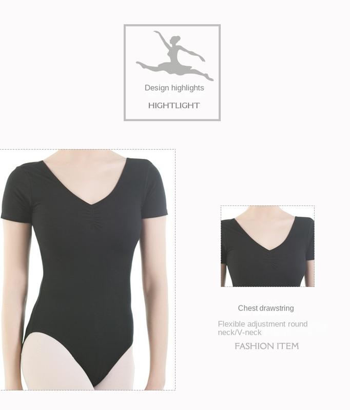 Product Introduction of Barle Ballet Exercise Clothing Adult Female Art Exam Gym Outfit Shapewear Tall Slim Short Sleeve Dance Basic Training Clothes 5