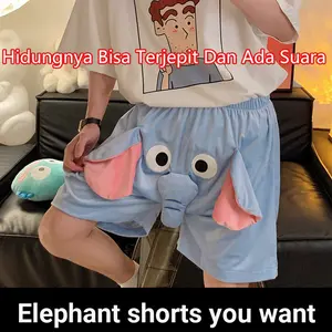 Celana Pendek Pria Lucu Gajah Santai Lucu Piyama Pacar Hadiah Ulang Tahun Yang Lucu Panjang Dewasa