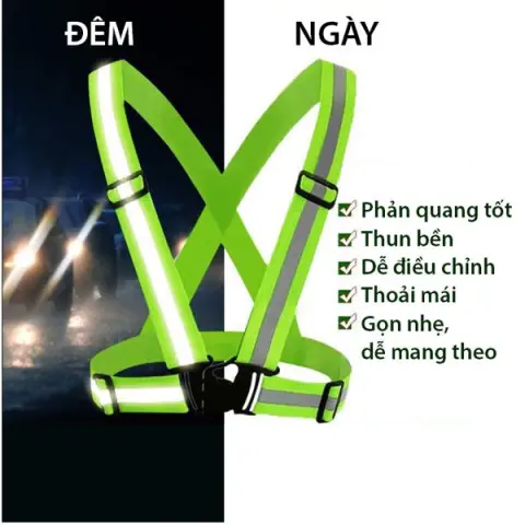 Dây áo phản quang THUN _ Áo dây phản quang phù hợp khi lái xe, đi phượt ban đêm, làm việc tại cảng sân bay- An toàn lao động 6