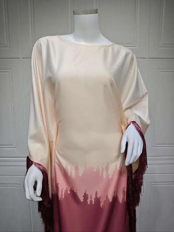 Women's Tie Dye Print Dresses, Elegant Casual Long Sleeve Outerwear for Daily Wear, Ladies Islamic Clothing for All Seasons 4