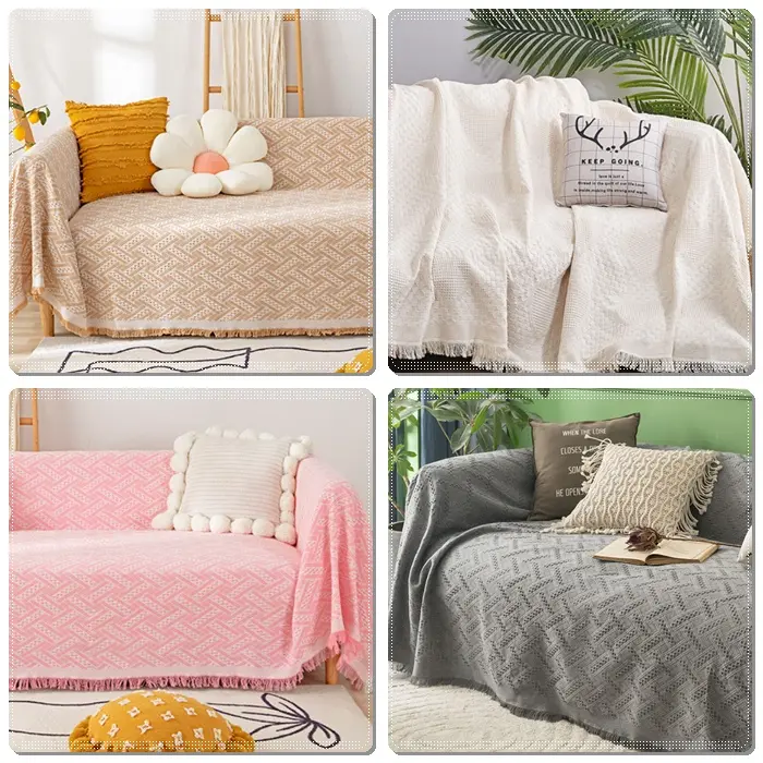 (CAO CẤP SIZE 1M8-2M3) Khăn trải bàn, Thảm phủ ghế Sofa phong cách Bắc Âu Màu Trơn Sang Trọng 2