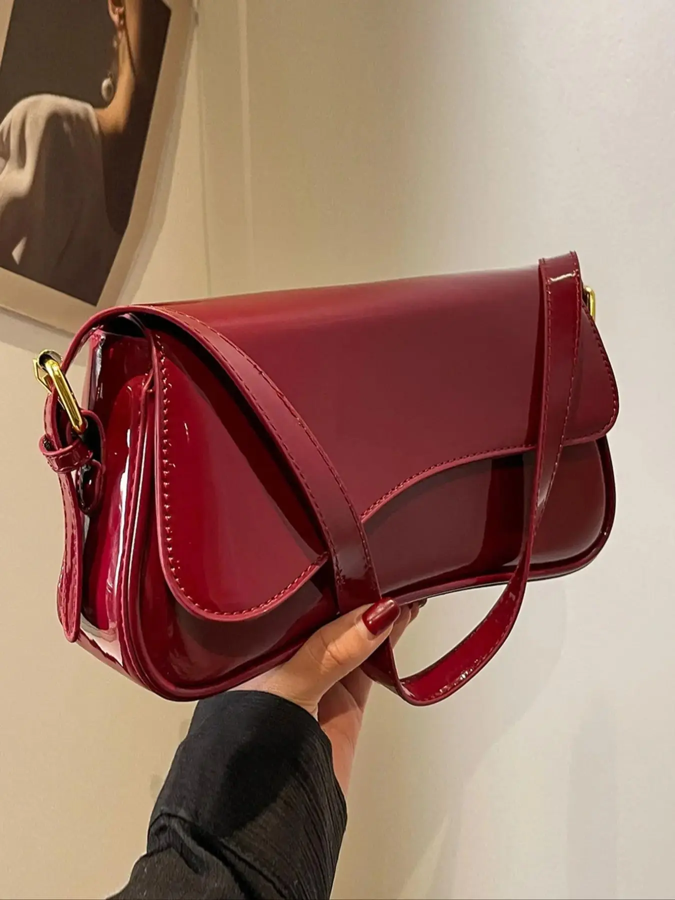 Women's Elegant Solid Color Shoulder Bag, Fashionable PU Leather Crossbody Bag for Daily Used, Casual Trendy Versatile High-quality Daily Commuting Bag, Valentine's Day, Gift