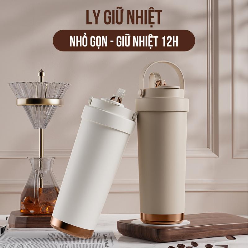   HANGDUMUC X NIUMI  Ly giữ nhiệt tráng sứ NIUMI dung tích 500ml -750ml bình nhỏ gọn tiện lợi và xinh xắn kèm ống hút thuỷ tinh 